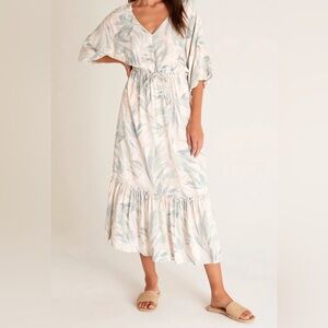 NWT Z Supply Adley Oasis Midi Dress Miss Grey, Green and Taupe Medium